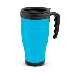 Light Blue Commuter Travel Mug with custom logo by Publicity Promotional Products
