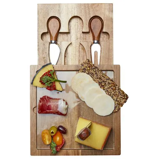 Glass plate cheese board with cheese knife draw