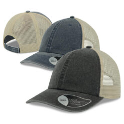 black and navy with cream natural mesh A2100 case trucker Atlantis Headwear Publicity Promotional Products