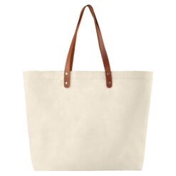 Large Cotton Cavas Promotional gift bags 15L tote bag which is manufactured from 250gsm natural linen brown leatherette handles customisable logo custom Promotional Products & Merchandise, Promotional Products Supplier Australia custom