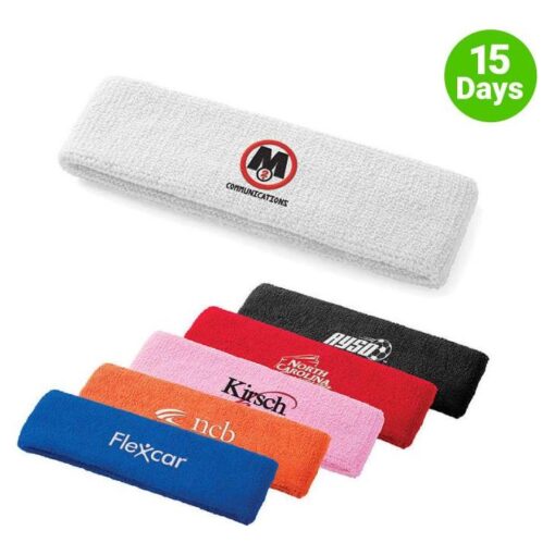 Headband Ranster Cotton/Polyester Terry 2-Ply Headband with Embroidered Logo