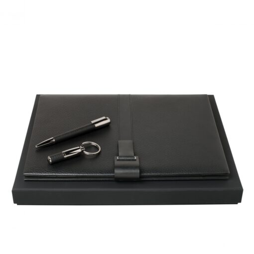 Set Pure Leather Black  (ballpoint pen, folder A4 & key ring)