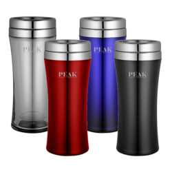 400ml double wall plastic travel mug Clear | Black | Blue | Red