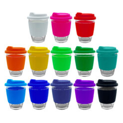 340ml capacity glass coffee mug screen print Debossed custom logo