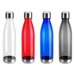 700ml transparent plastic drink bottle screw on stainless steel lid