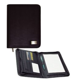 A5 Zippered Compendium with metal badge Publicity Promotional Products