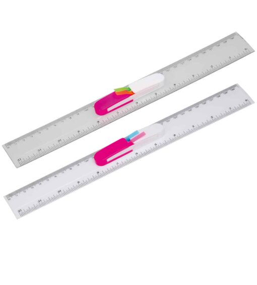 Classic 12"/30cm plastic ruler with sticky flag set custom printed Publicity Promotional Products