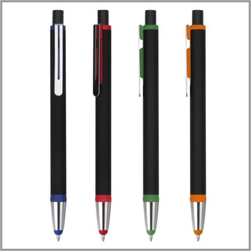 BLACK RUBBERISED CLICKER METAL PEN