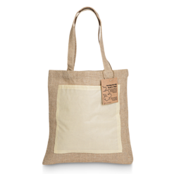 340mm W x 420mm H Jute bags with cotton front pocket