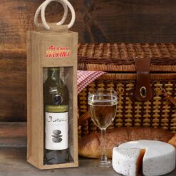Serena Jute Wine Carrier single bottle gift bags with customised logo