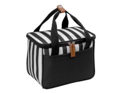 white black stripe cooler bag with pocket