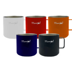 customised logo on stainless steel mugs with matt finish