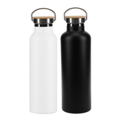 1 L drink bottle powder coated black and white vacuum bottles