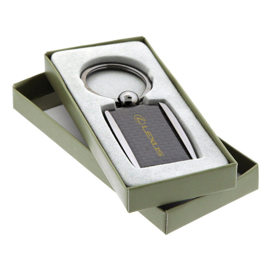 Carbon Fibre and metal Keychain custom printed logo in gift box