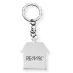 shiny shiny chrome house shaped keyring with custom logo