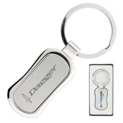 Oblong shape metal keyring custom logo in gift box