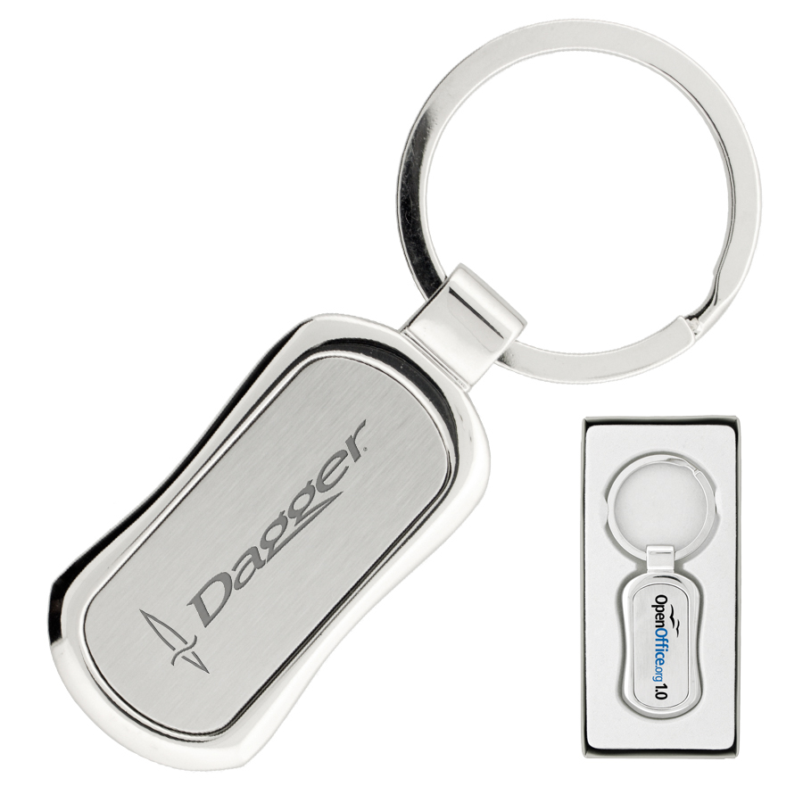 Oblong shape metal keyring custom logo in gift box