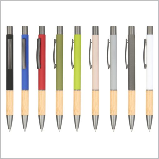 Eco Pens aluminum bamboo rubberised barrel customisable Publicity Promotional Products