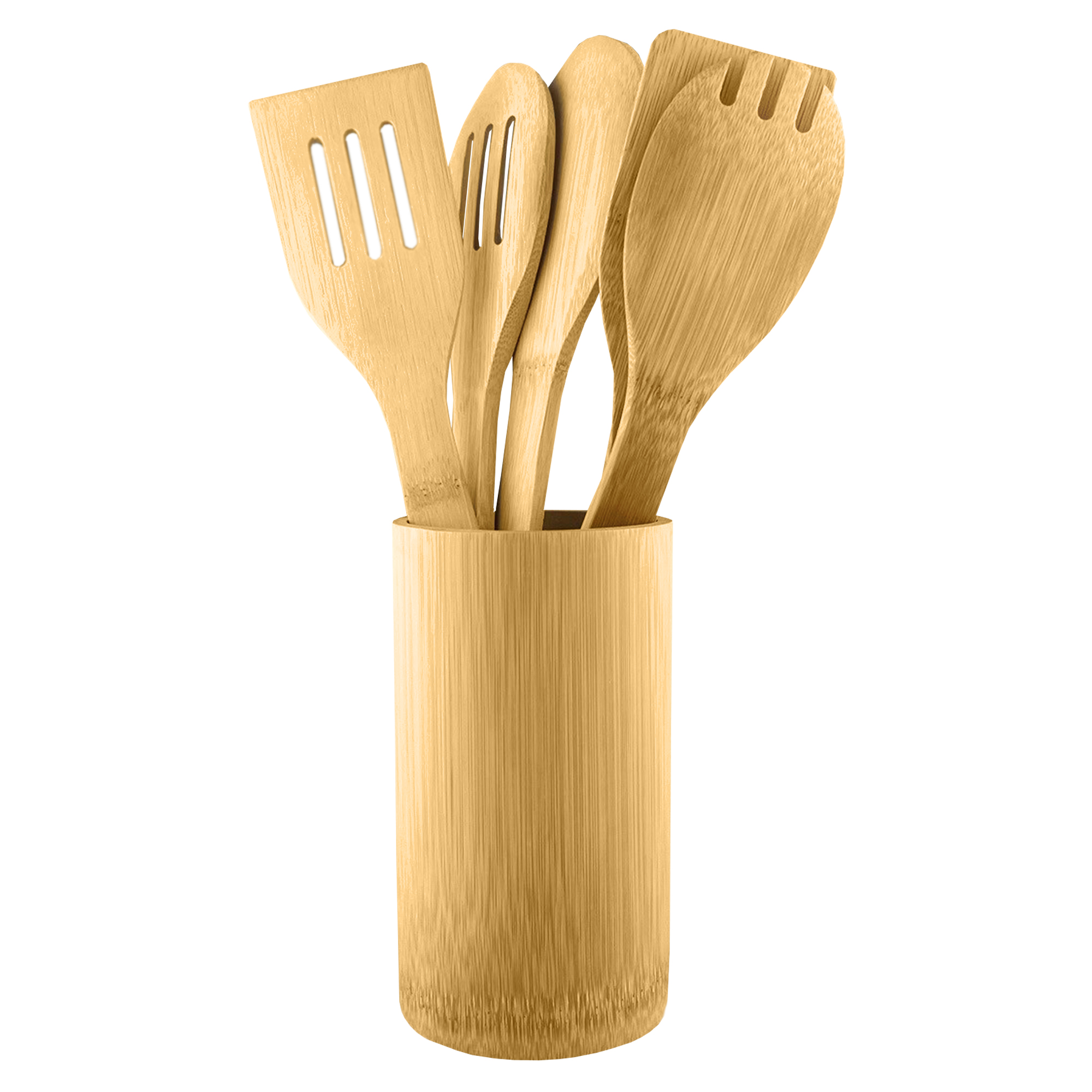 Bamboo kitchen tools in bamboo container