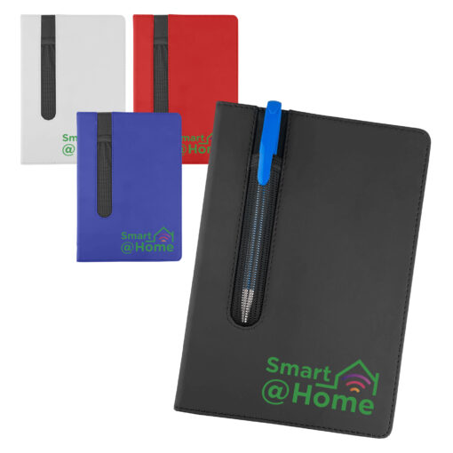 Soft PU notebook with pen mesh holder supplier Publicity Promotional Products