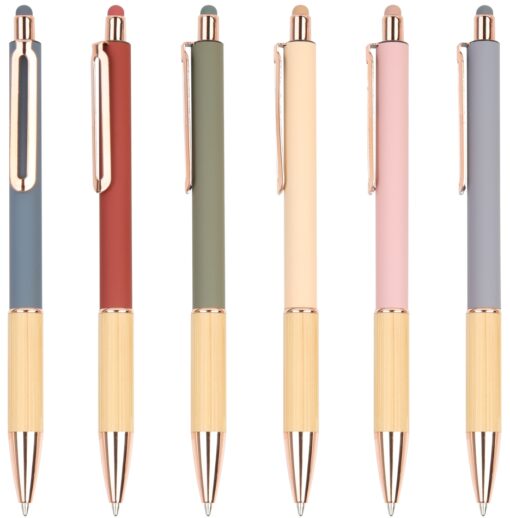 Rose Gold Bamboo ball pen customised branded pens Publicity Promotional Products
