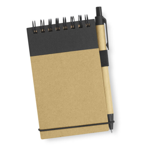 blank black and kraft coloured cheap pocket size jotter pads with pen by Publicity Promotional Products