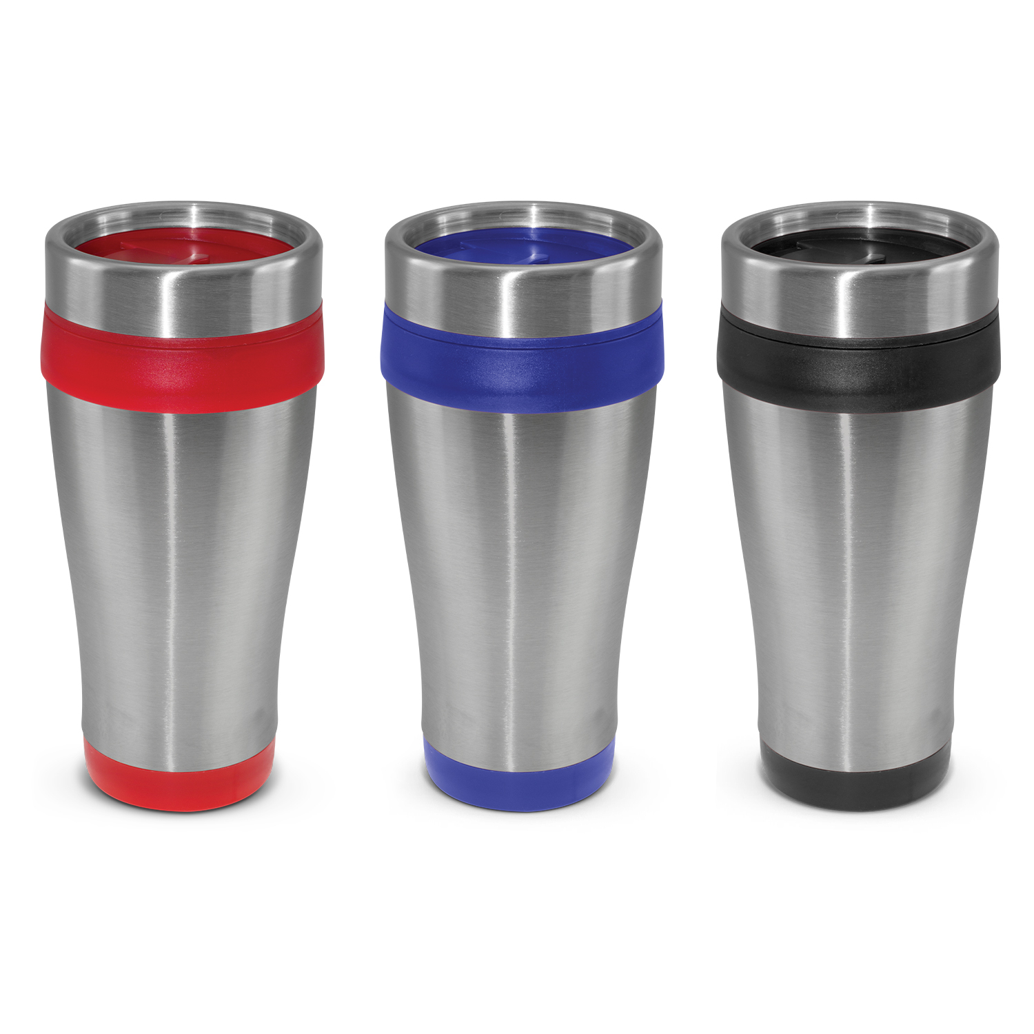 Aspen Travel Mug stainless steel with coloured lid rim and base Publicity Promotional Products