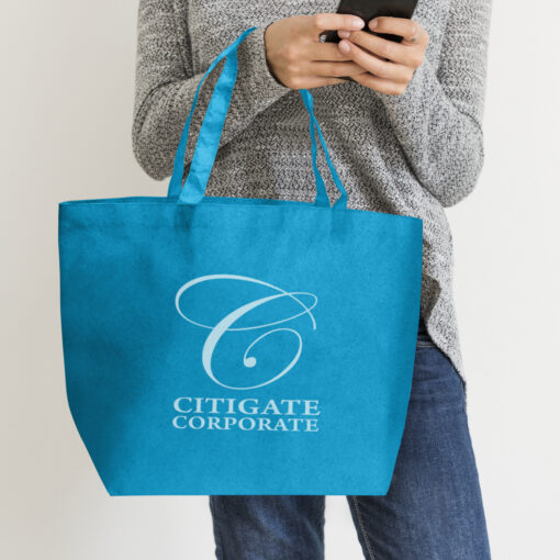 Light Blue City Shopper Tote Bag Supplier Publicity Promotional Products with branding