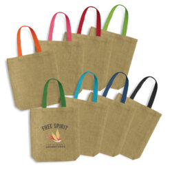 jute bag H 380mm x W 380mm x Gusset 80mm with coloured handles add your own printed design Publicity Promotional Products
