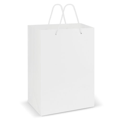white Glossy paper bag woven polypropylene rope handle supplier Publicity Promotional Products