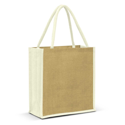 White and Natural Jute bag strong handles size H 420mm x W 380mm x Gusset 200mm