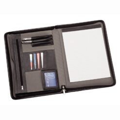 Two Tone A4 Imitation Leather Zip Compendium open view Publicity Promotional Products