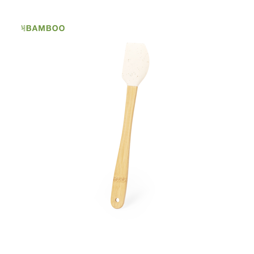 Food utensil spatula, bamboo and silicon natural colour