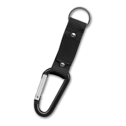 black custom logo keyring with carabiner and tag Publicity Promotional Products