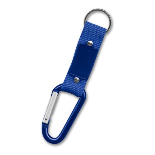 custom logo keyring with blue carabiner and tag Publicity Promotional Products