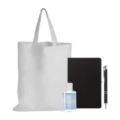 Conference pack bag sanitiser notebook and pen