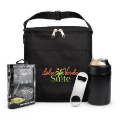 Gift set, cooler bag, bottle opener, stubby cooler, fishing tackle