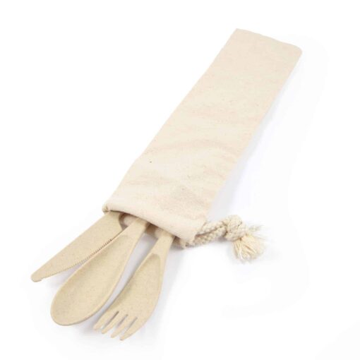 Delish Eco Cutlery Set in Calico Pouch - Image 3