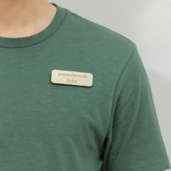 eco wood and magnetic badge