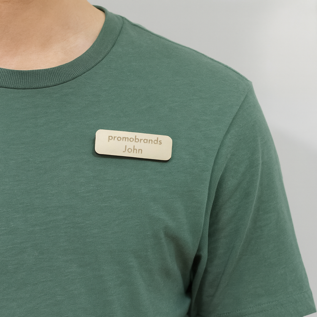 eco wood and magnetic badge