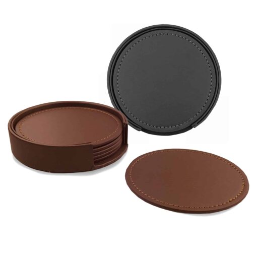 Franklin Leather Coaster Set of 6 - Image 2