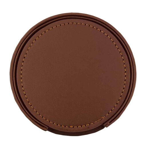 Franklin Leather Coaster Set of 6 - Image 4