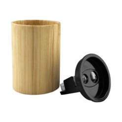 Bamboo pencil sharpener with specially designed black plastic lift off lid Publicity Promotional Products