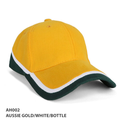 Aussie-Gold_White_Bottle Mountain Cap Publicity Promotional Products
