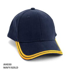 Navy / gold HBC Double Piping Cap with custom embroidery supplier Publicity Promotional Products