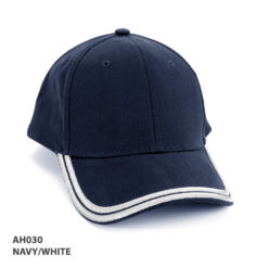 Navy/White HBC Double Piping Cap with custom embroidery supplier Publicity Promotional Products