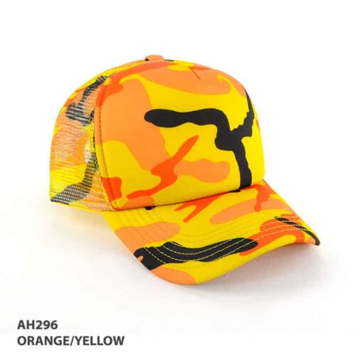 Orange Yellow Camouflage Trucker Cap supplier Publicity Promotional Products