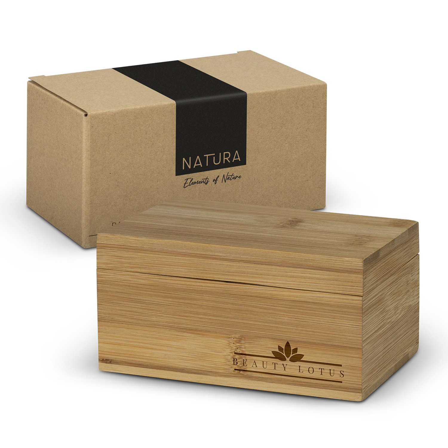 bamboo tea box with a hinged lid