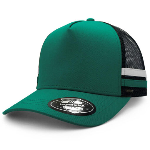 Stripped Turcker Hat Custom Branded Kelly Green Promotional Products & Merchandise, Promotional Products Supplier Australia