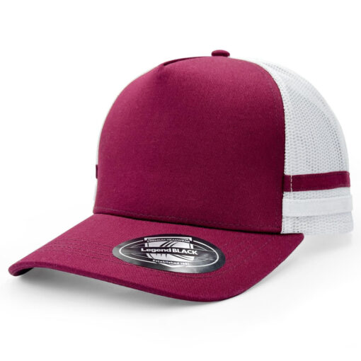 Stripped Turcker Hat Custom Branded Maroon Promotional Products & Merchandise, Promotional Products Supplier Australia